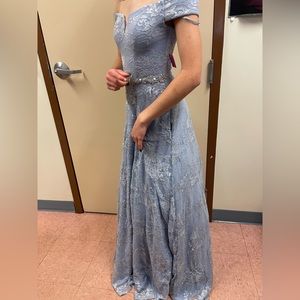 Blue Lacey ball gown, never worn,